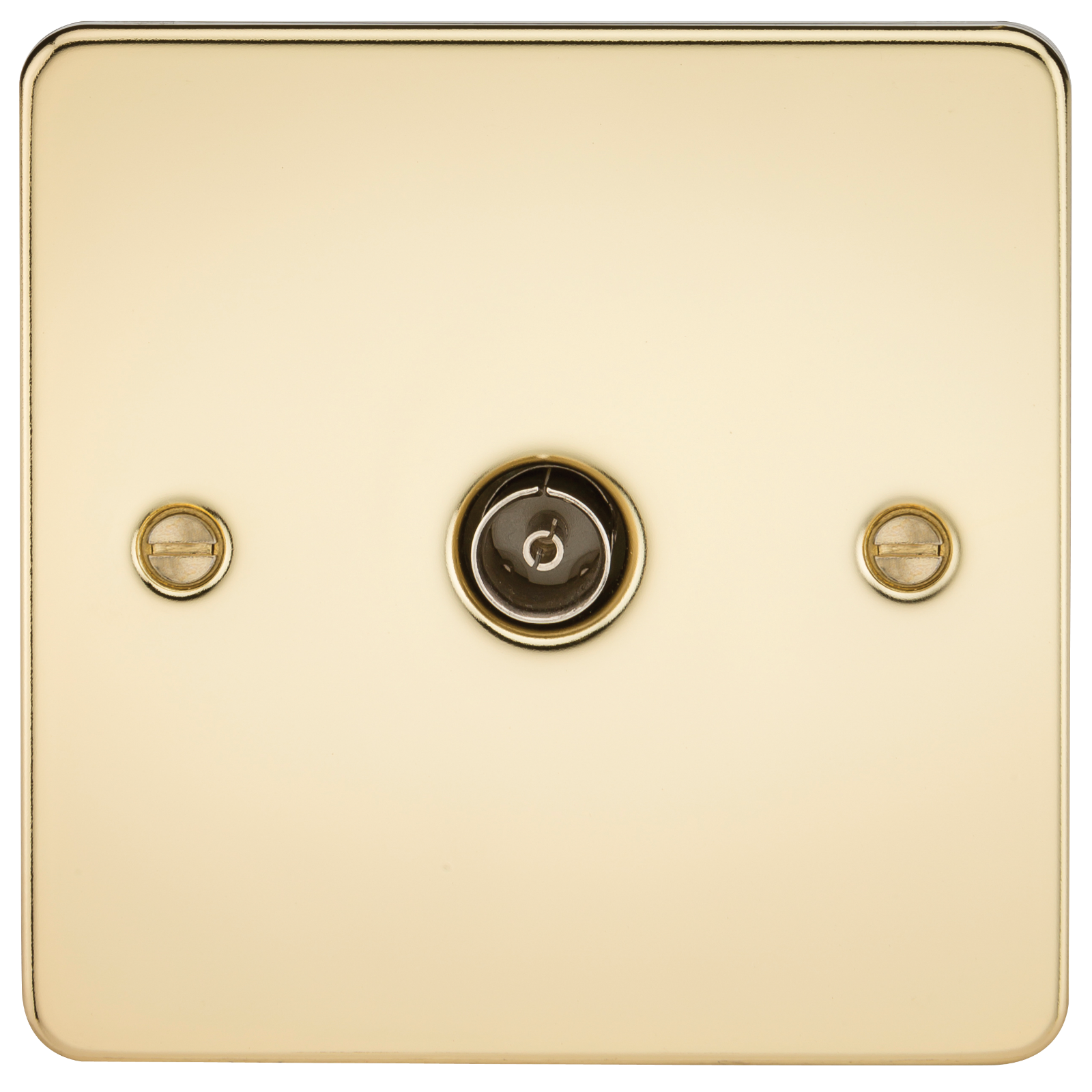 Flat Plate 1G TV Outlet (non-isolated) - Polished Brass