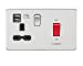 45A DP Switch & 13A Switched Socket with Dual USB Charger 2.4A - Brushed Chrome with black insert