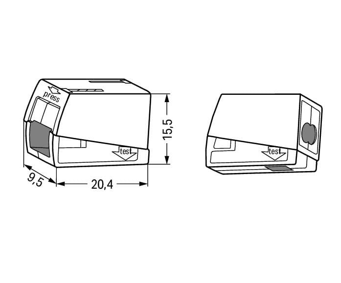 2 Way Push-In Toolless Lighting Connector Block, 100 Pack