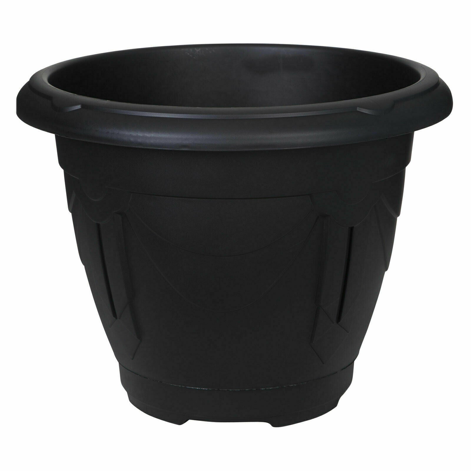 24cm Venetian Round Planter, Black