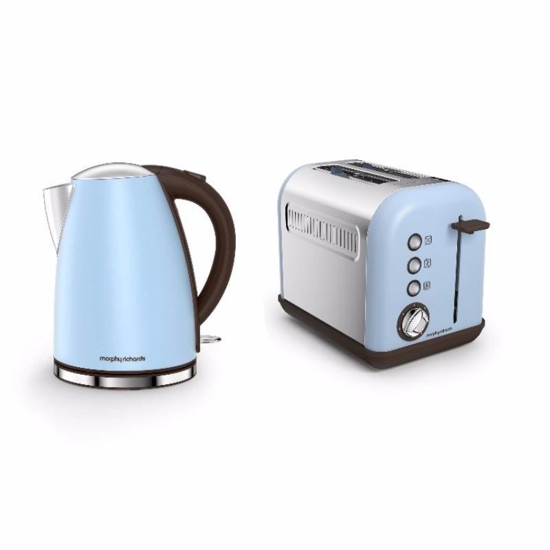 Accents Jug Kettle & 2 Slice Toaster Set, Azure Blue