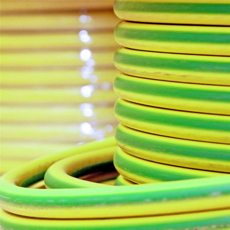 Earth Green Yellow 16mm 7 Strand 74A Single Core 6491X (H07V-R) Round Power PVC Insulated Conduit Wire - 10m