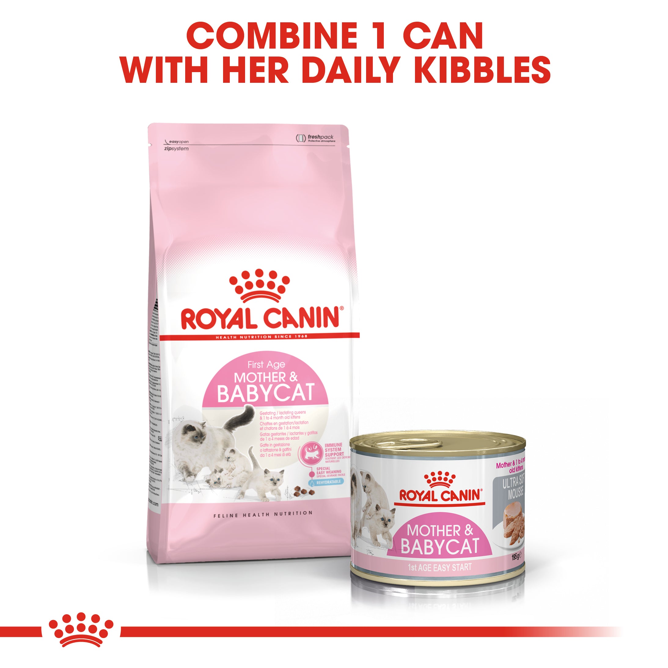 Mother And Babycat Adult And Kitten Wet Food Mousse, 195g x 12 Pack