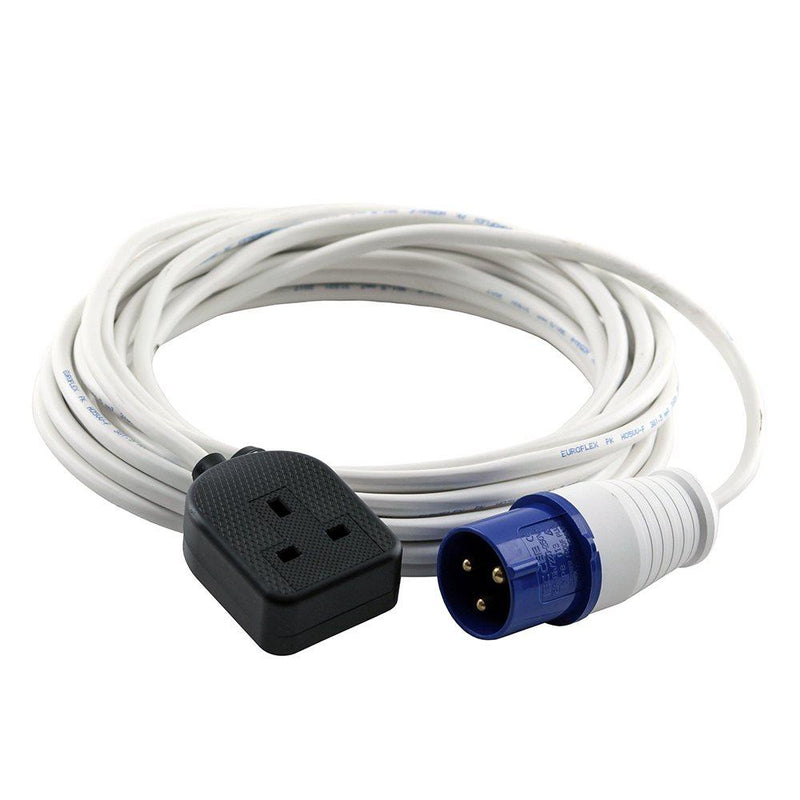 16A 230V Black Male to 1 Gang Socket Hook Up Extension Cable Lead - 25m