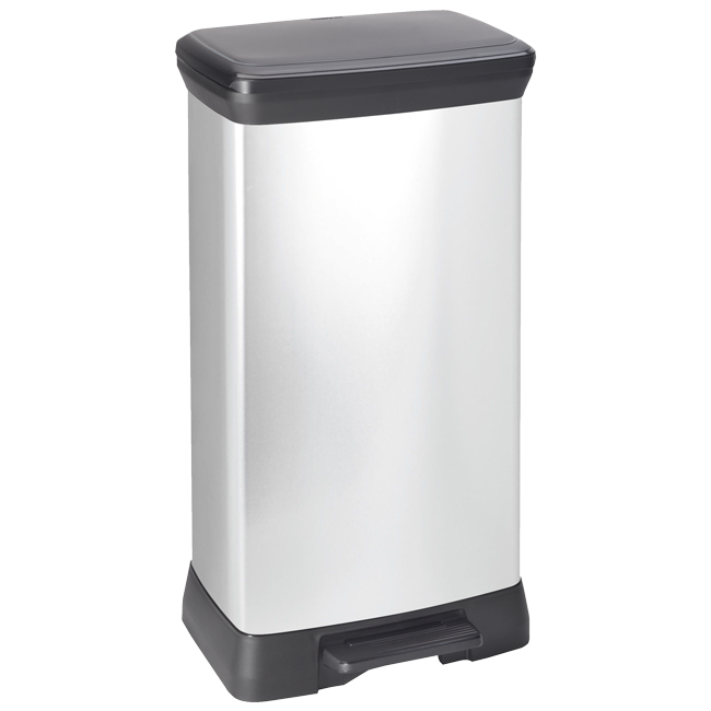 50L Metal Effect Pedal Deco Bin - Silver