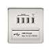 1G Screwless Polished Chrome Quad USB 5V Charger Outlet - White Insert