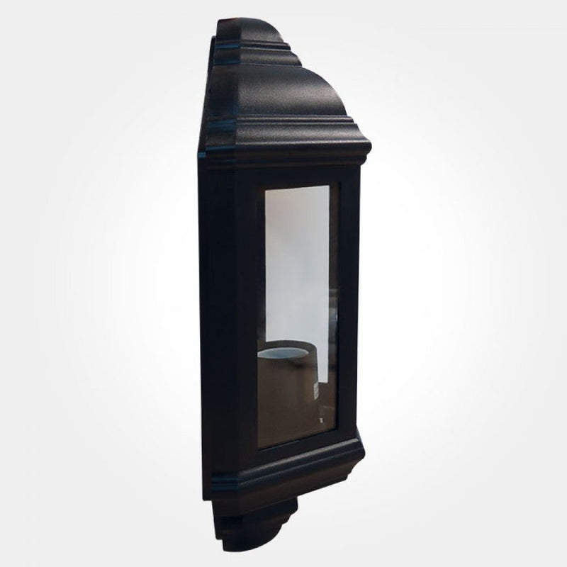 IP44 Traditional 60W Half Lantern Porch Light - Black