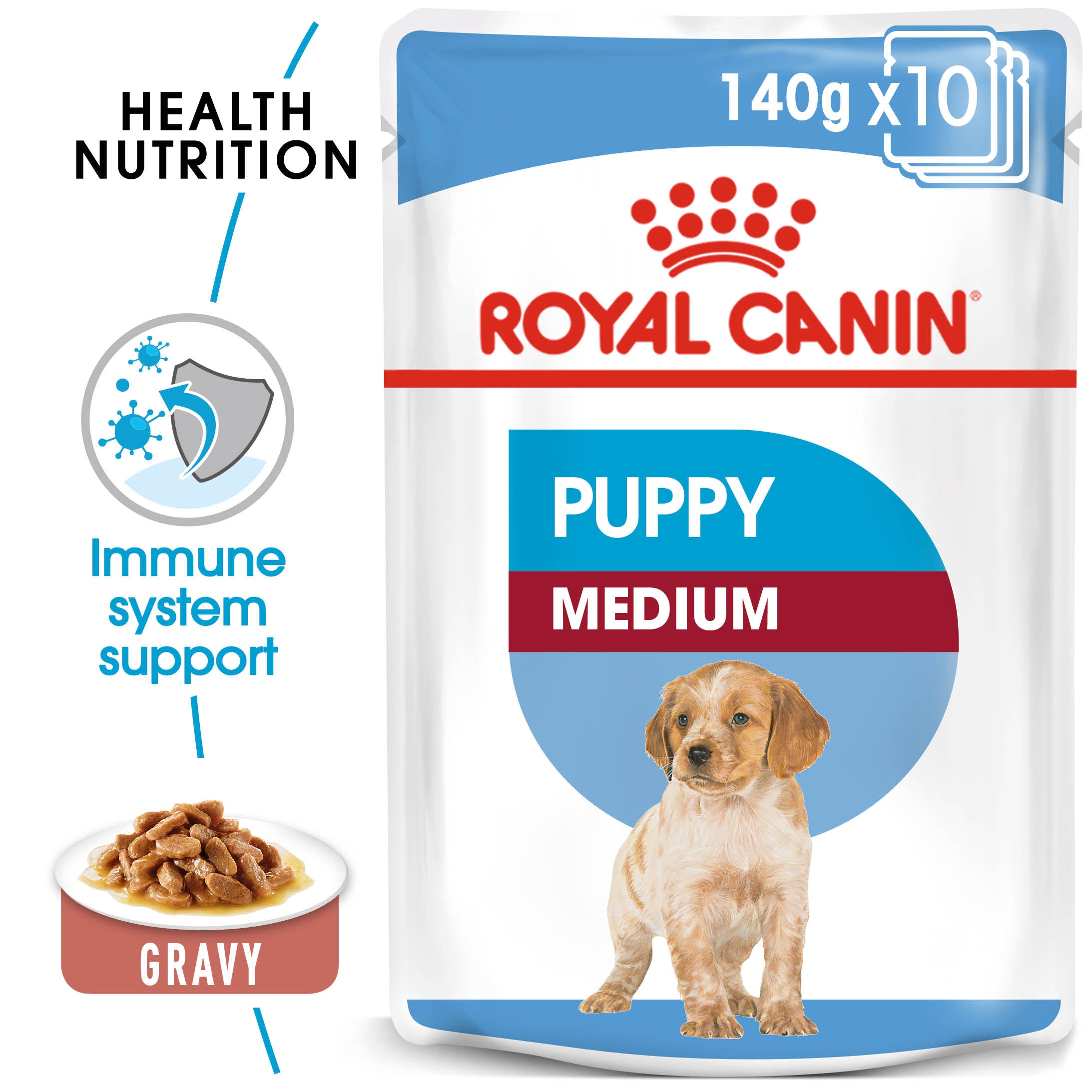 Medium Puppy in Gravy Wet Food, 140g x 10 Pack
