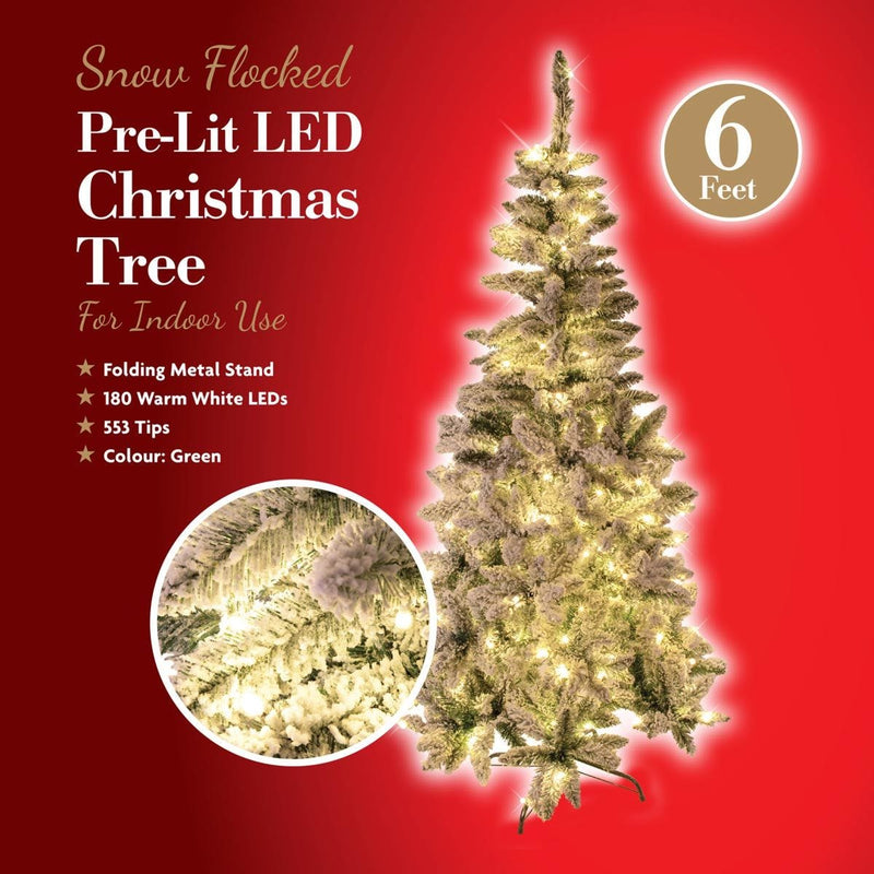 Pre-Lit LED Flock Pine tree