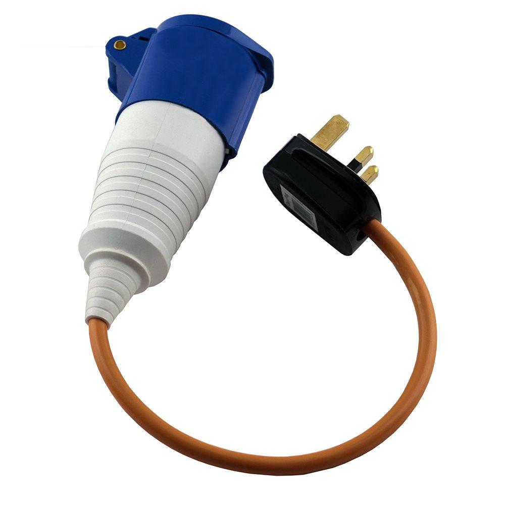 16A 230V Orange UK 3 Pin Plug to Female Hook Up Extension Cable Lead - 25m