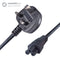 Black 5A UK Mains Plug Top to IEC C5 Cloverleaf TV Power Cord Cable - 3m