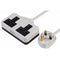 White UK 3 Pin Plug With 2 Gang 2G Socket Extension Cord Cable Lead - 2m