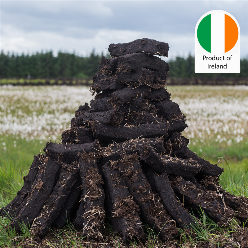 Irish Peat Natural Hand Cut Turf for Heating, 14kg