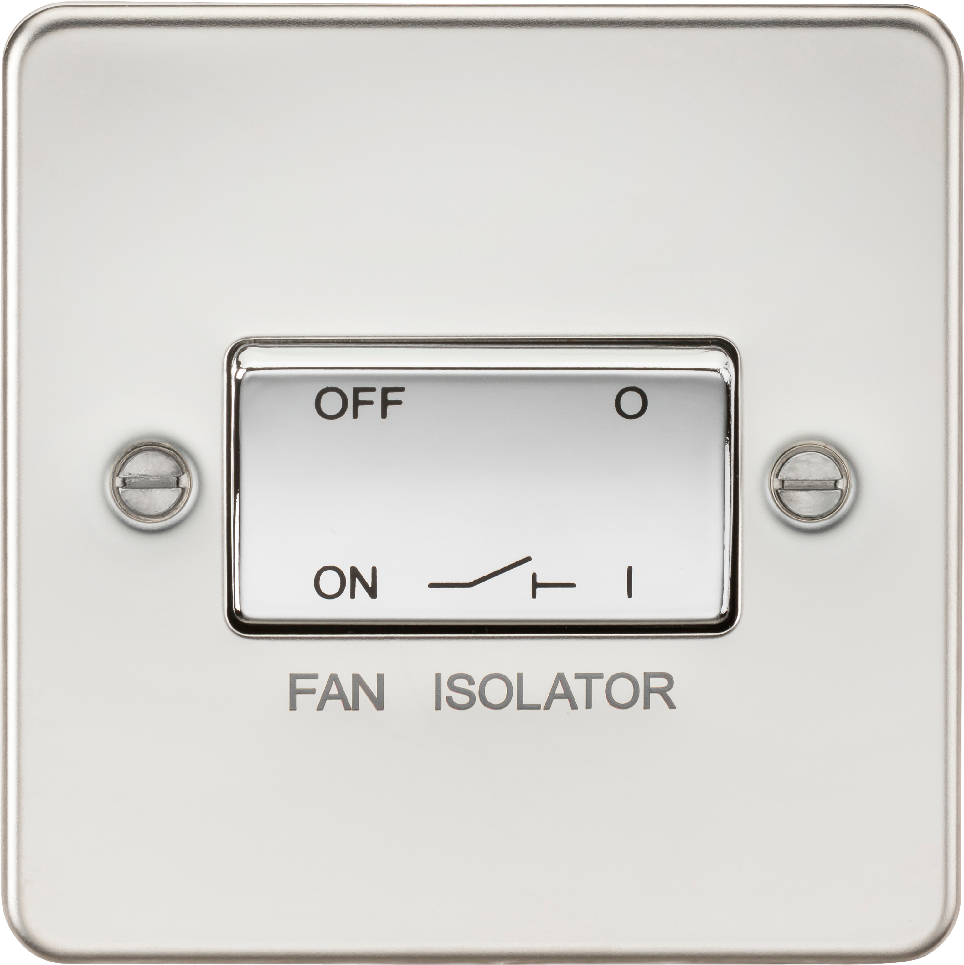 Flat Plate 10AX 3 Pole Fan Isolator Switch - Polished Chrome