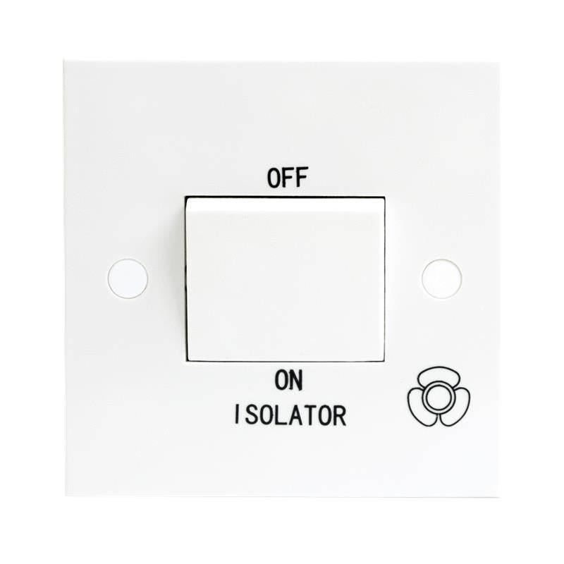 10A White 1G 3 Pole 230V Electric Fan Isolator Switch