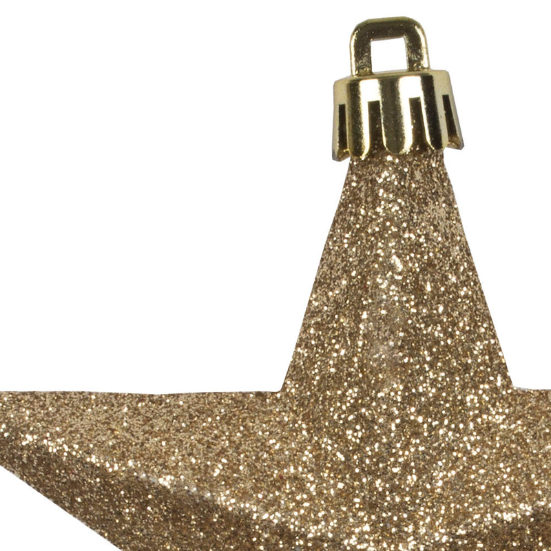 6 x 100mm Multi Glitter Stars, Champagne Gold