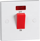 45A White 1G Double Pole 230V Electric Cooker Wall Plate Switch With Neon