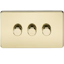 10-200W 3G 2 Way 230V Screwless Polished Brass Electric Dimmer Switch Led Compatible