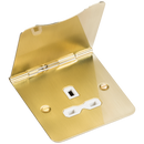 13A 1 Gang UK 3 Pin Unswitched Flat Plate Floor Socket - Brushed Brass