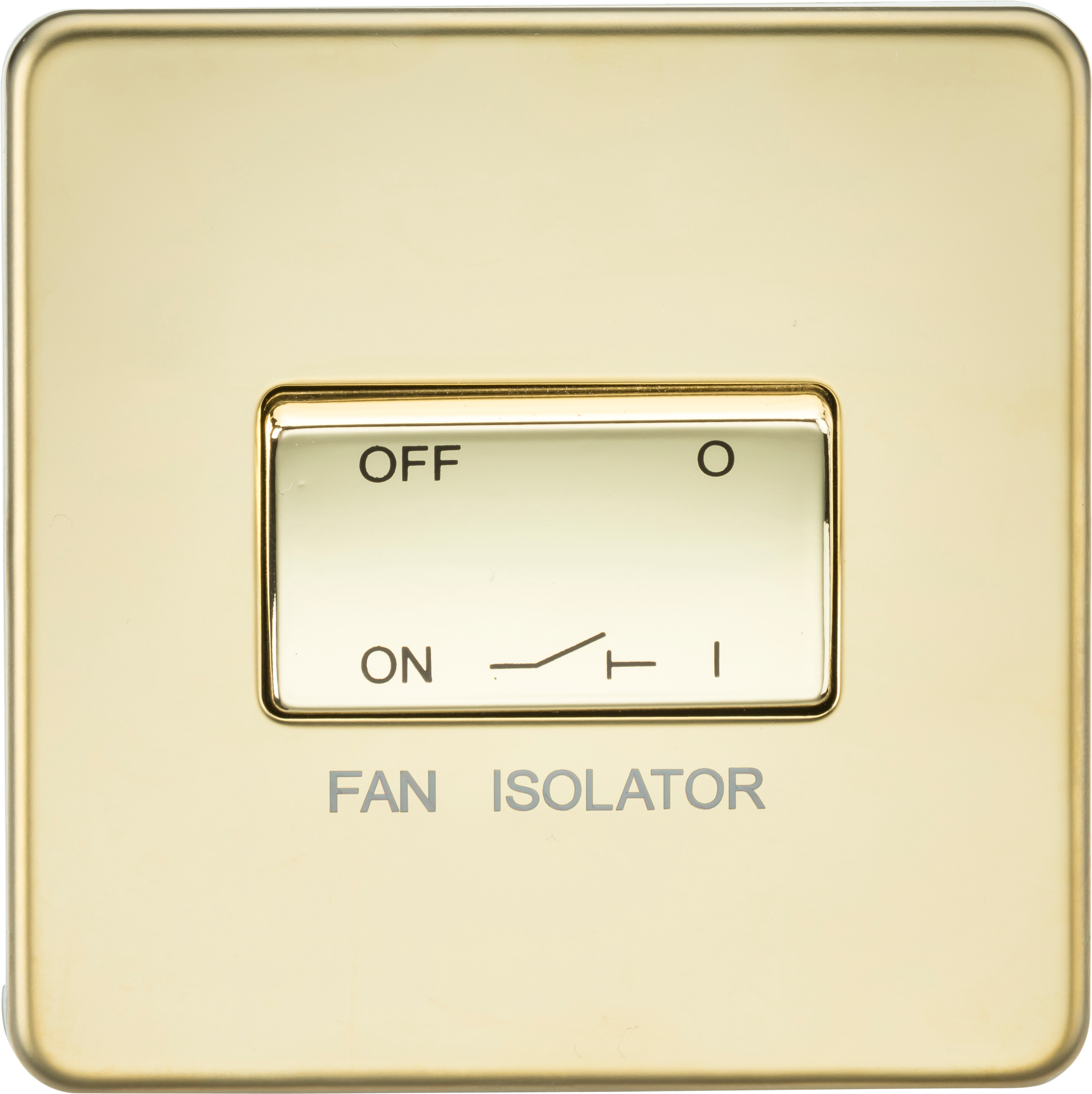 10A 1G 3 Pole 230V Screwless Polished Brass Electric Fan Isolator Switch