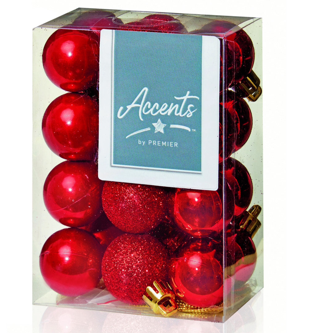 24 x 30mm Multi Finish Balls, Red