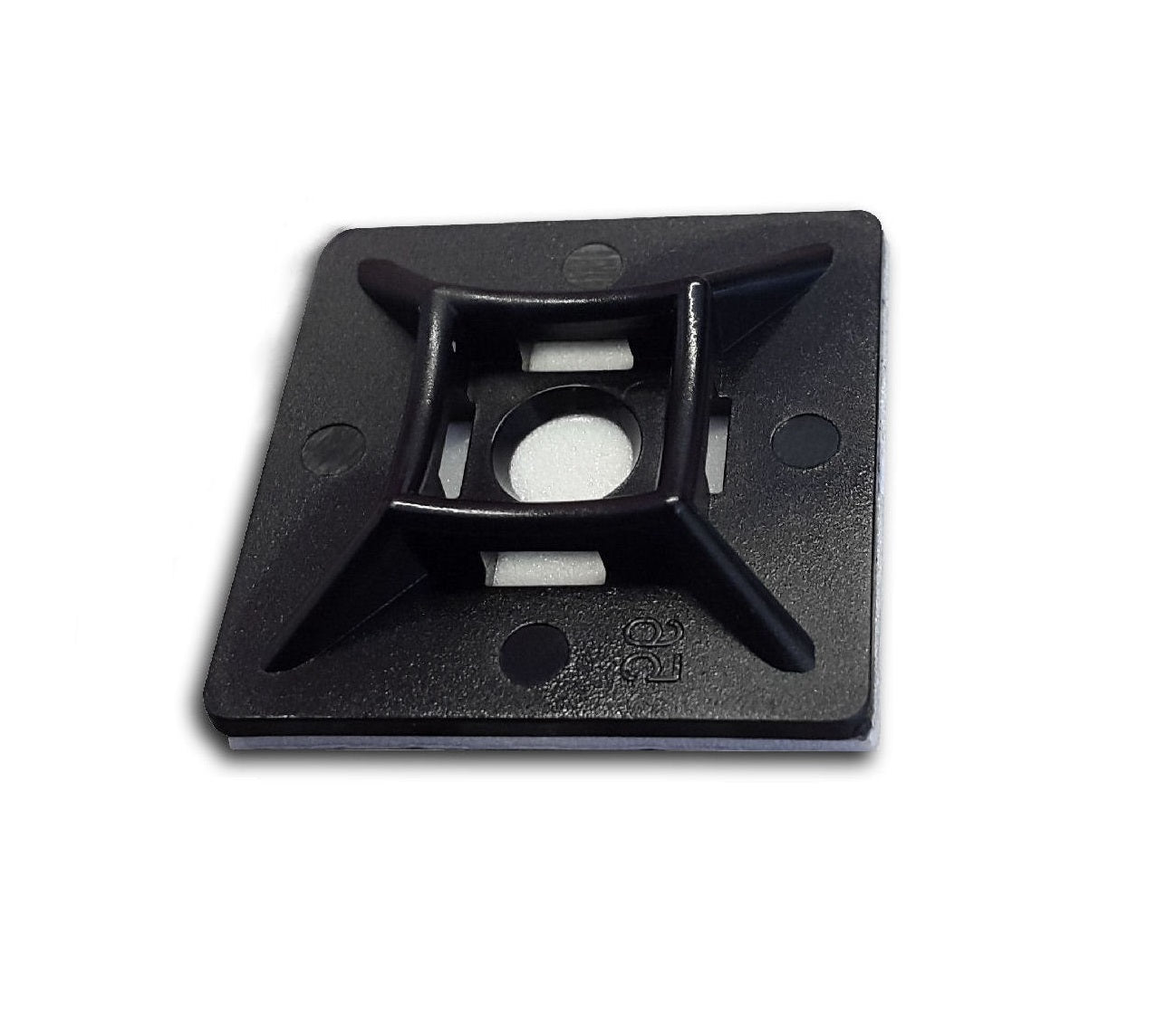 19mm Self Adhesive Cable Tie Mounts (100 Pack) - Black