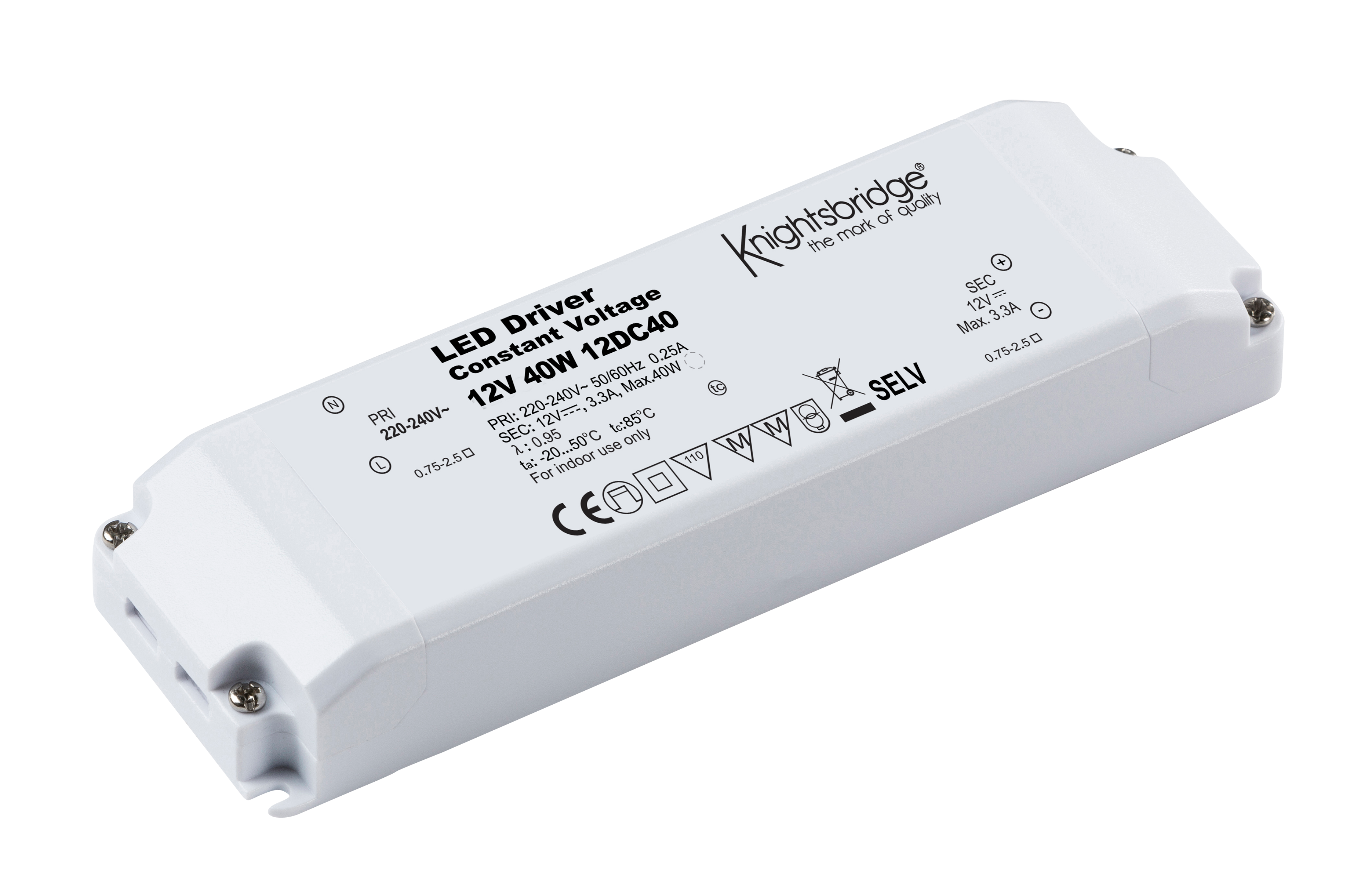 IP20 12V DC 40W LED Driver - Constant Voltage
