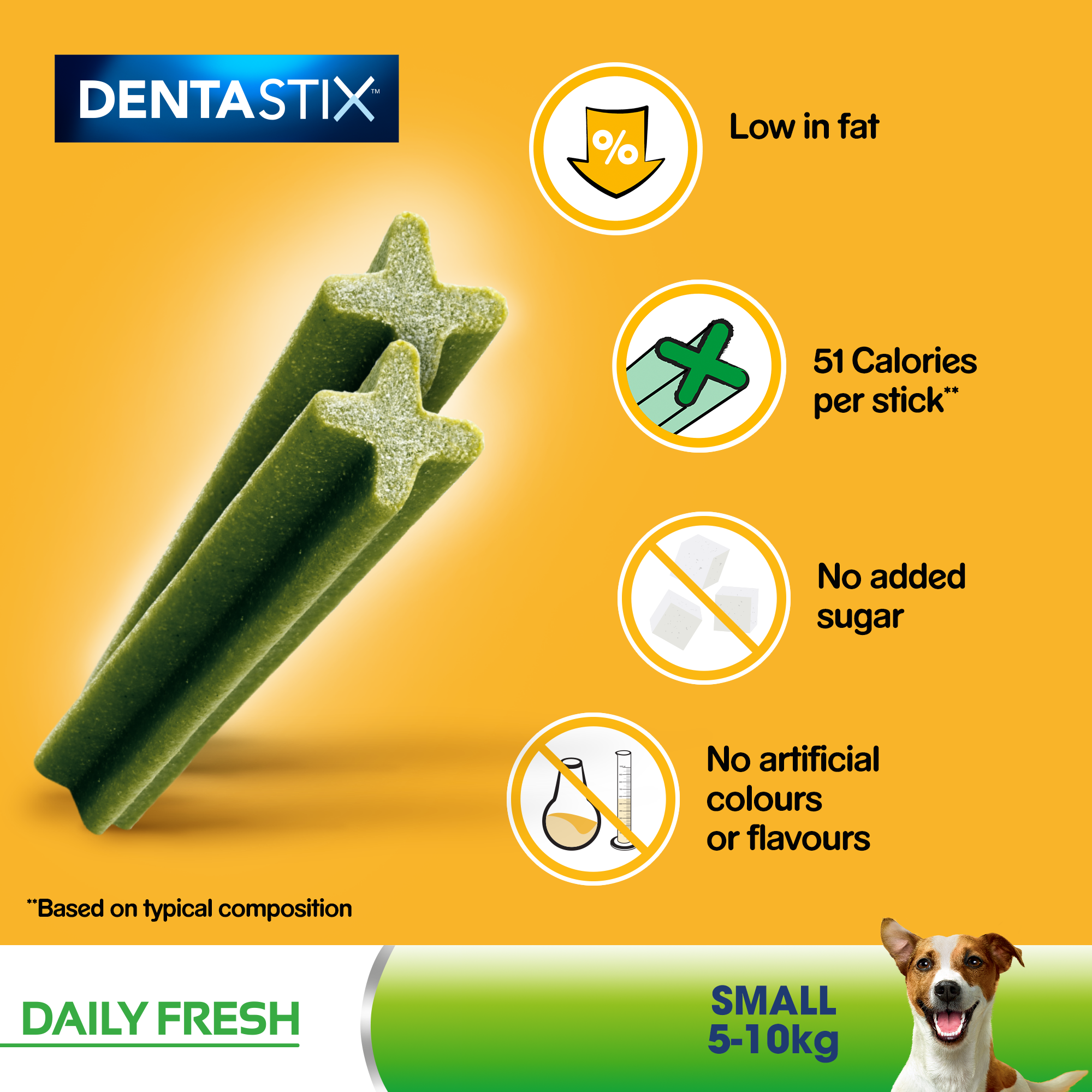 Dentastix Fresh Daily Dental Chews Small Dog 35 Sticks x 4 Pack