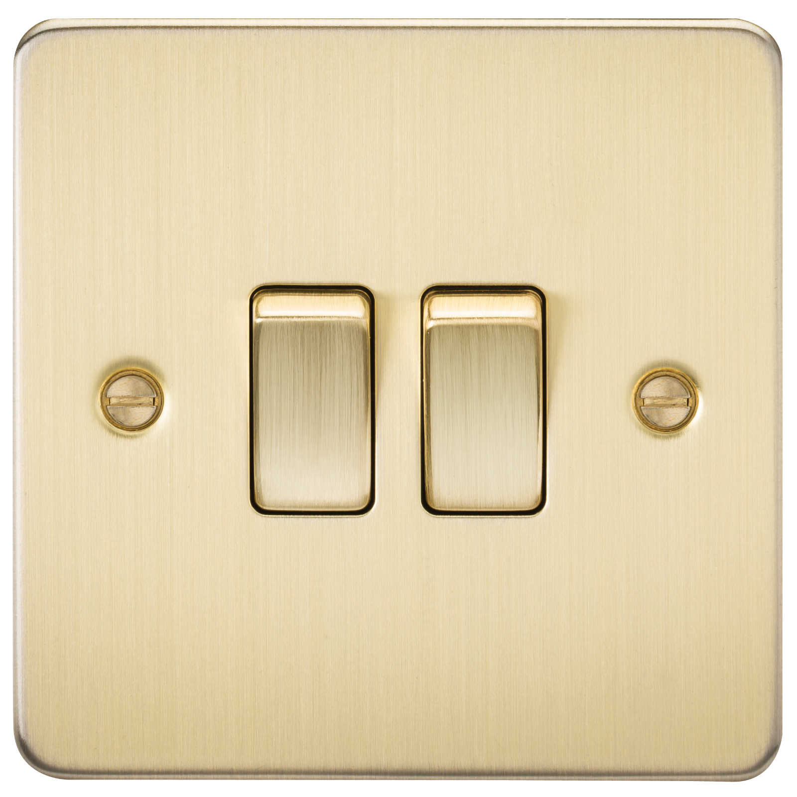 Flat Plate 10AX 2G 2-way switch - brushed brass