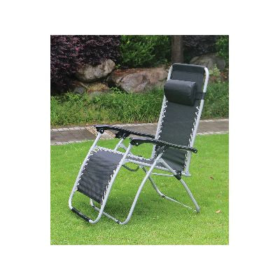 Black, Grey Frame Textilene Reclining Chair