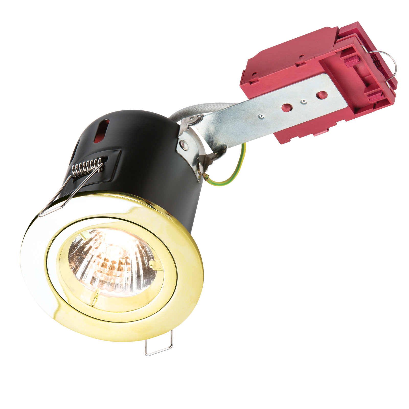 GU10 50W 230V LED Compatible IC Fire Rated Fixed Downlight - Brass