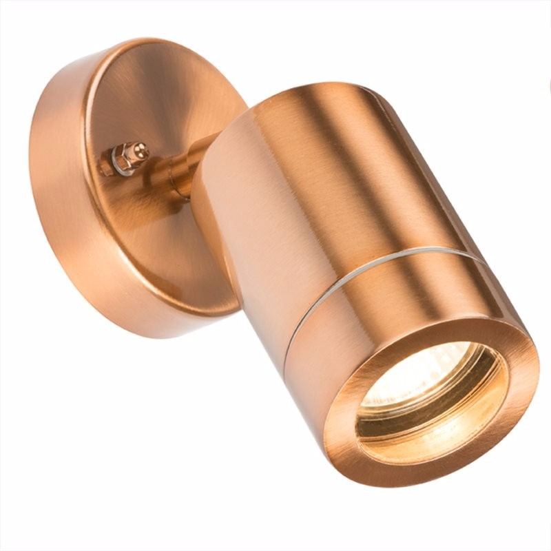 Adjustable IP65 Brushed Copper Indoor Outdoor Single Wall Light