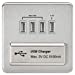 Screwless Quad USB Charger Outlet (5.1A) - Brushed Chrome with Grey Insert