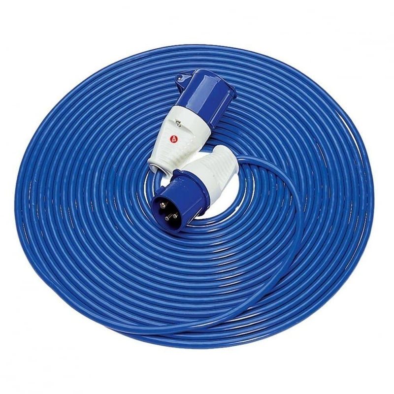 32A Blue Male - 32A Blue Female, 14m 2.5mm Blue Lead