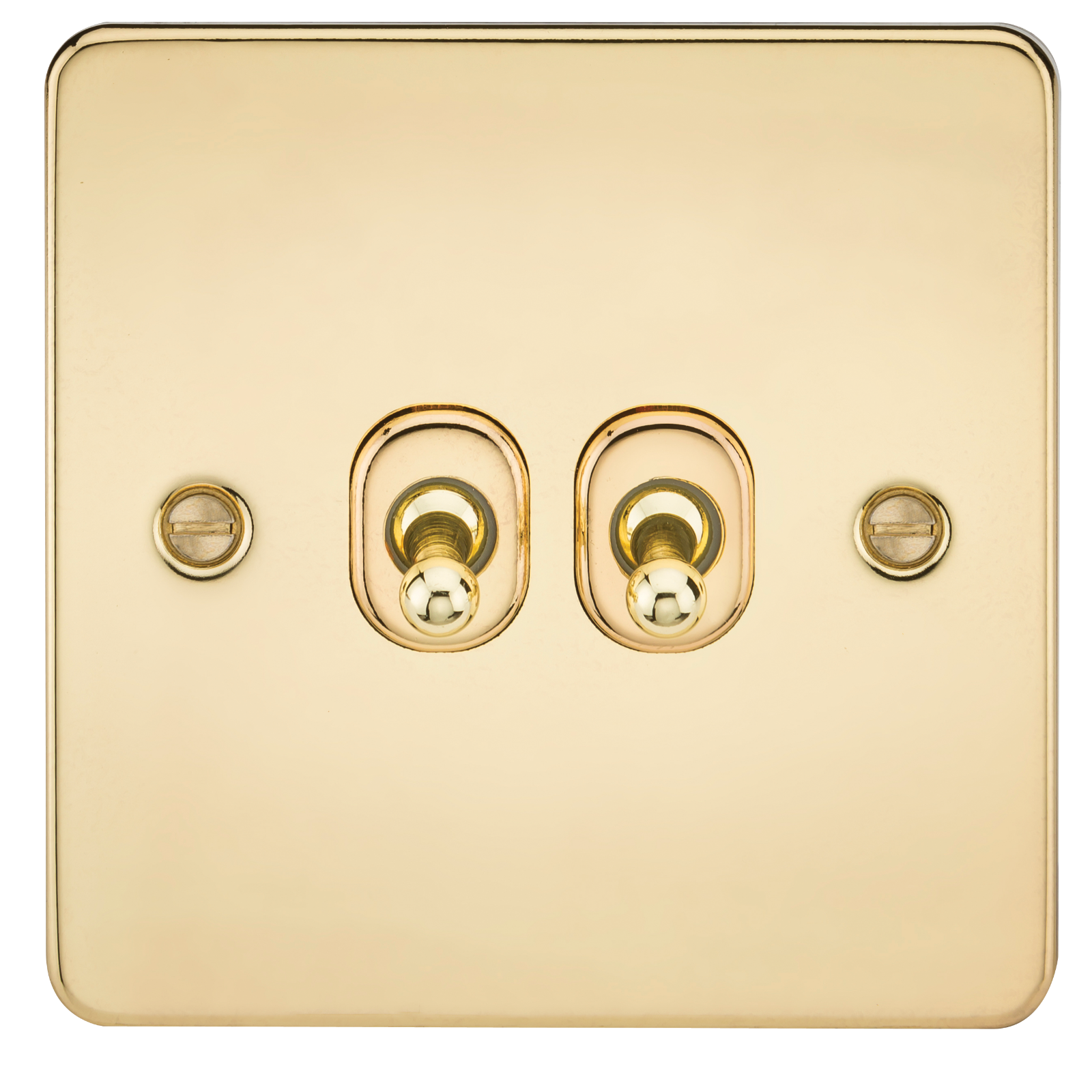 Flat Plate 10AX 2G 2-way toggle switch - polished brass