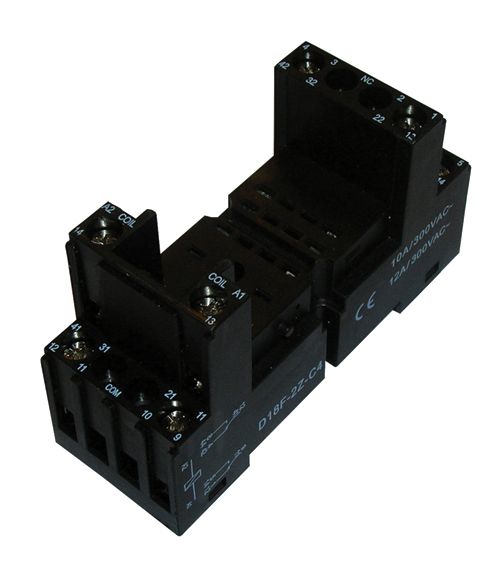 Square 14 pin DIN Rail base for Plug in 4 Pole Relay