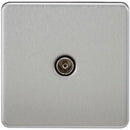 Coaxial TV Outlet 1G Screwless Brushed Chrome Un-Isolated Wall Plate