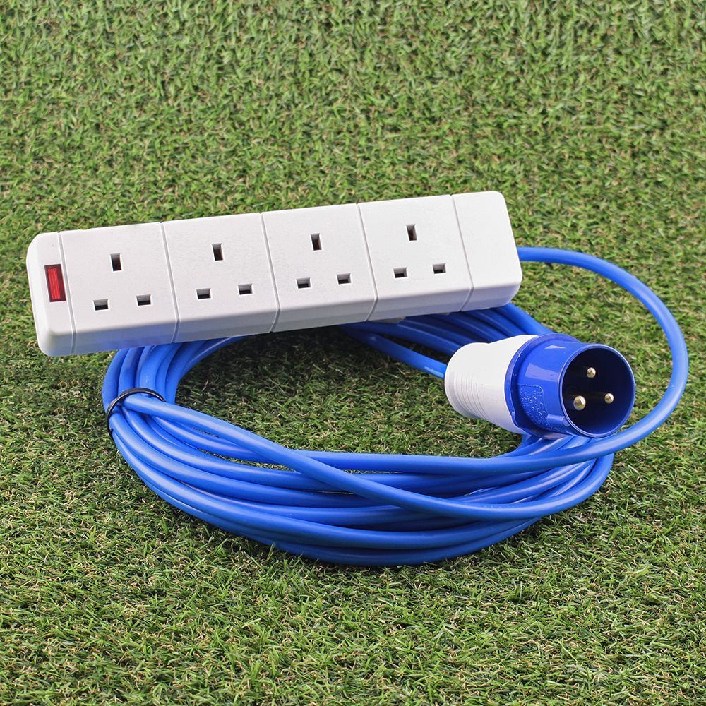 16A Blue Male - 4 Gang Hook Up Cable - 20m