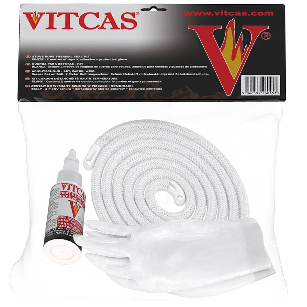 WHITE STOVE ROPE SEAL + GLUE, 6mm Kit