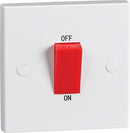 45A White 1G Double Pole 230V Electric Cooker Wall Plate Switch