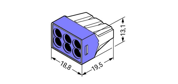 6 Way Push-In Toolless Wire Connector, 50 Pack