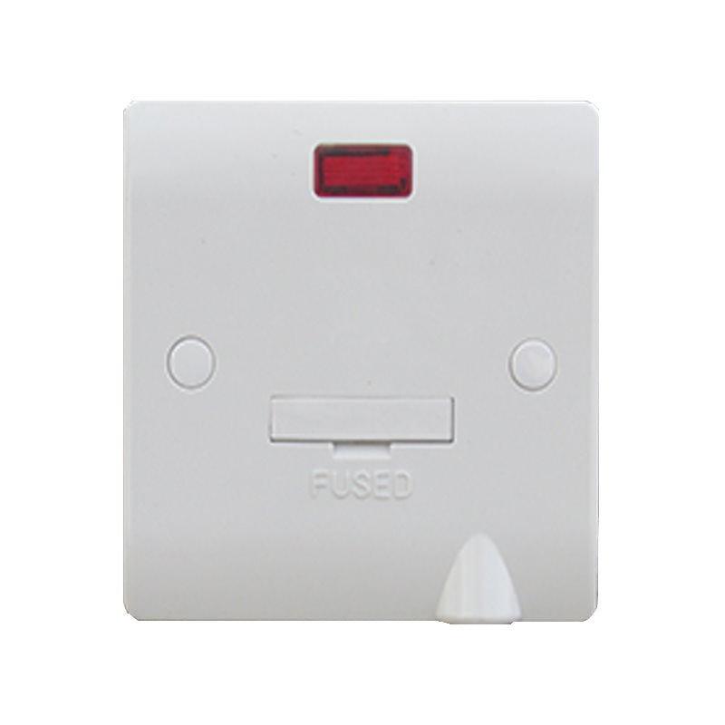 Sline White 13a Fused Connection Unit With Neon Indicator And Flex Outlet