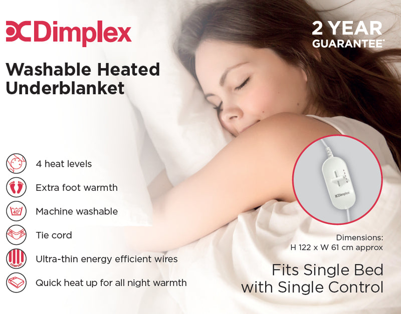 Single Washable Heated Underblanket