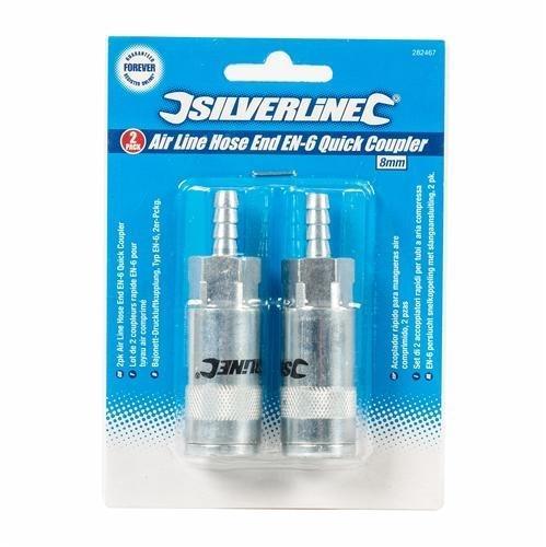 8mm Hose End Air Line Quick Coupler - 2 PACK