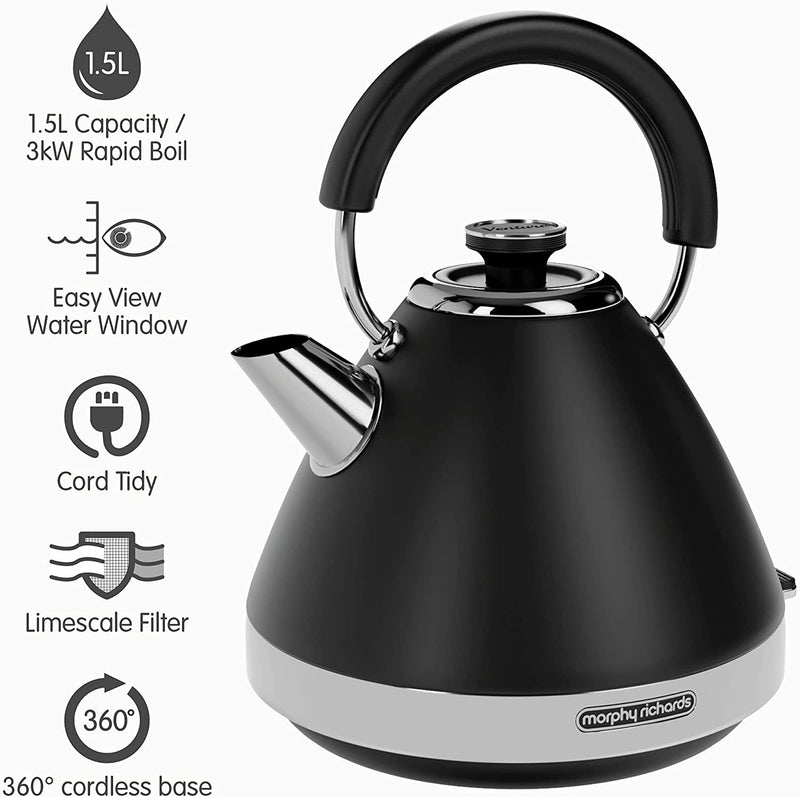 Venture 1.5L Pyramid Kettle, Matt Black