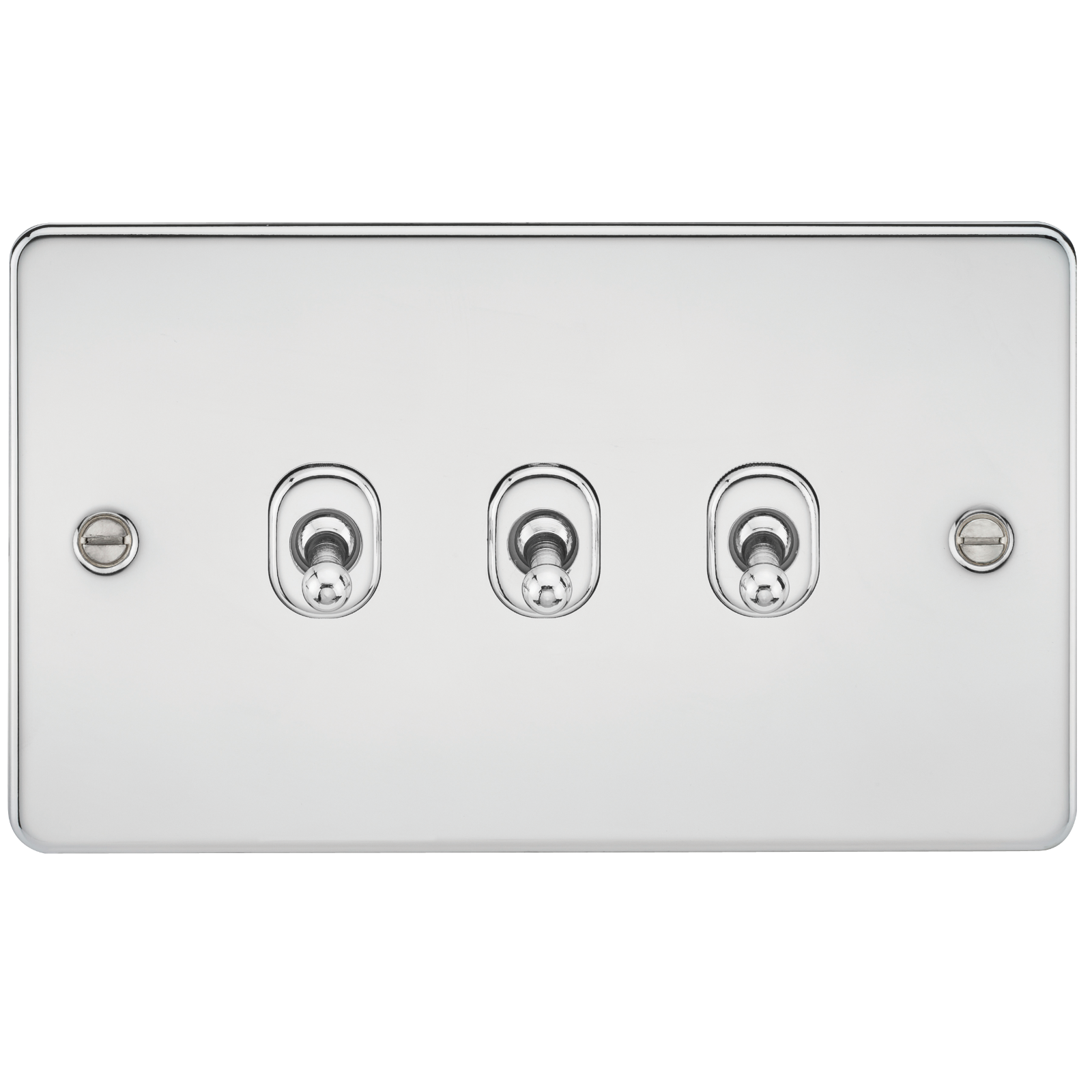 Flat Plate 10AX 3G 2-way toggle switch - polished chrome