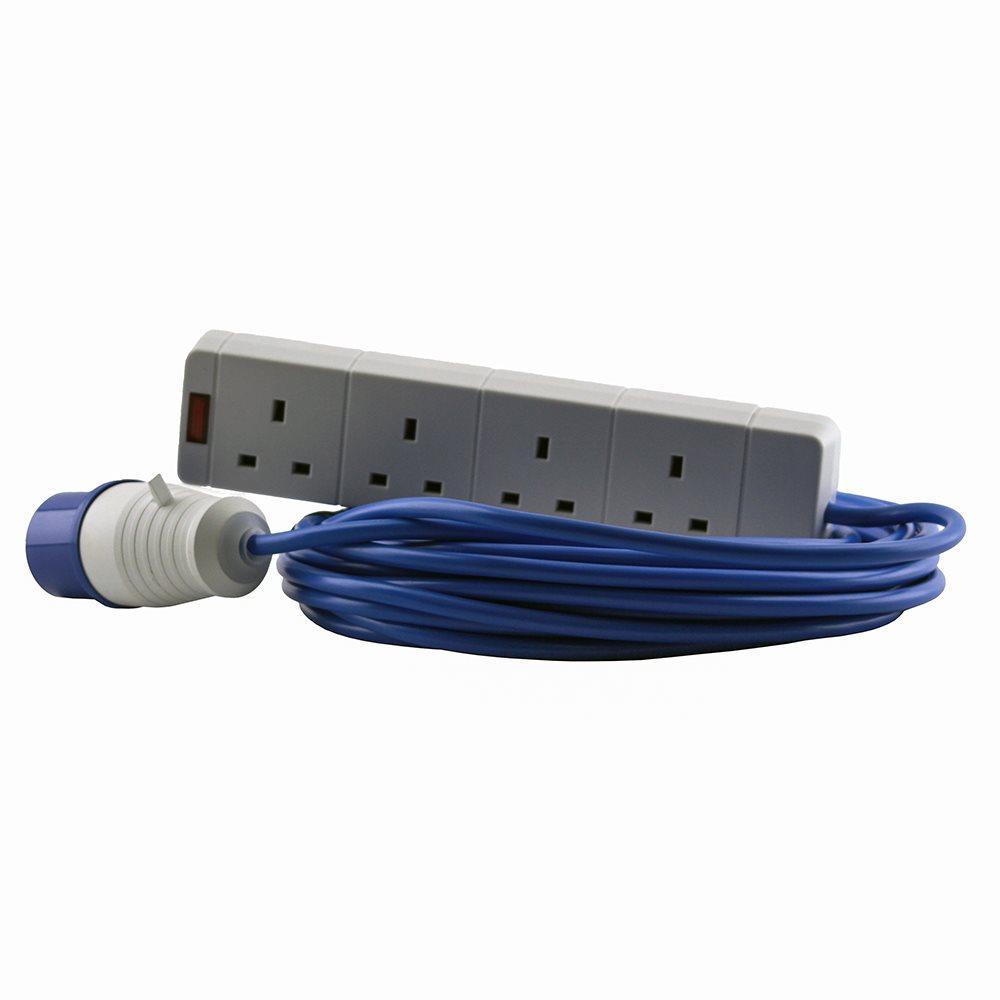 16A Blue Male - 4 Gang Hook Up Cable - 5m