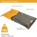 Single 2 Seasons Envelope Sleeping Bag, Grey & Orange