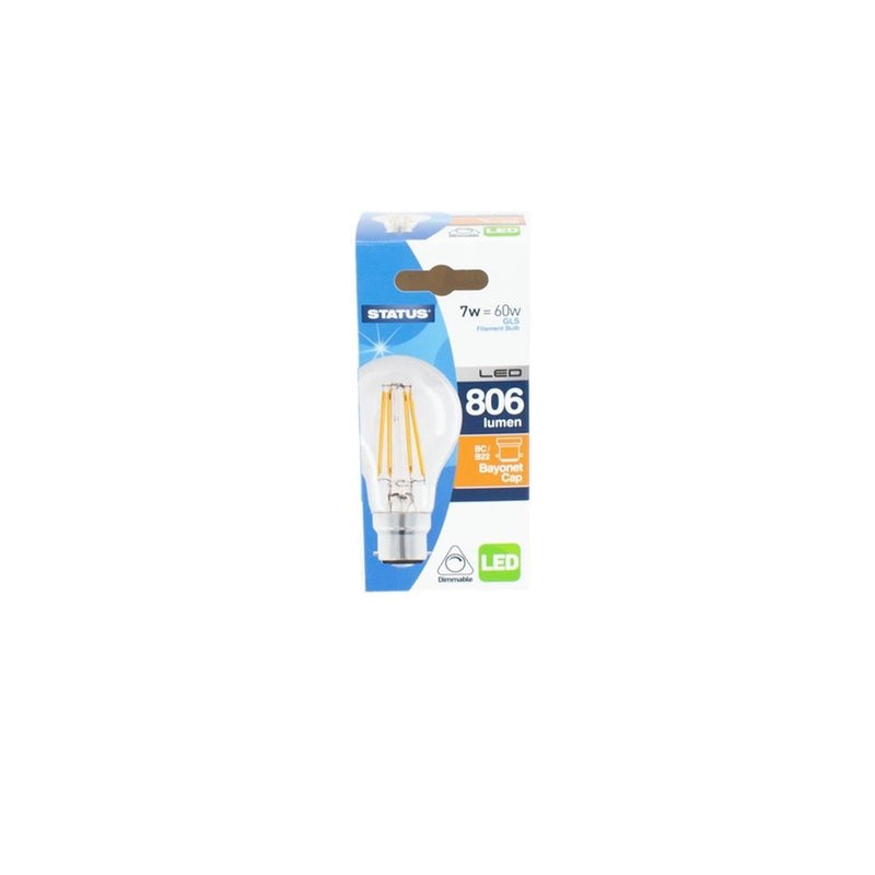 7W BC GLS LED Filament Bulb - Dimmable