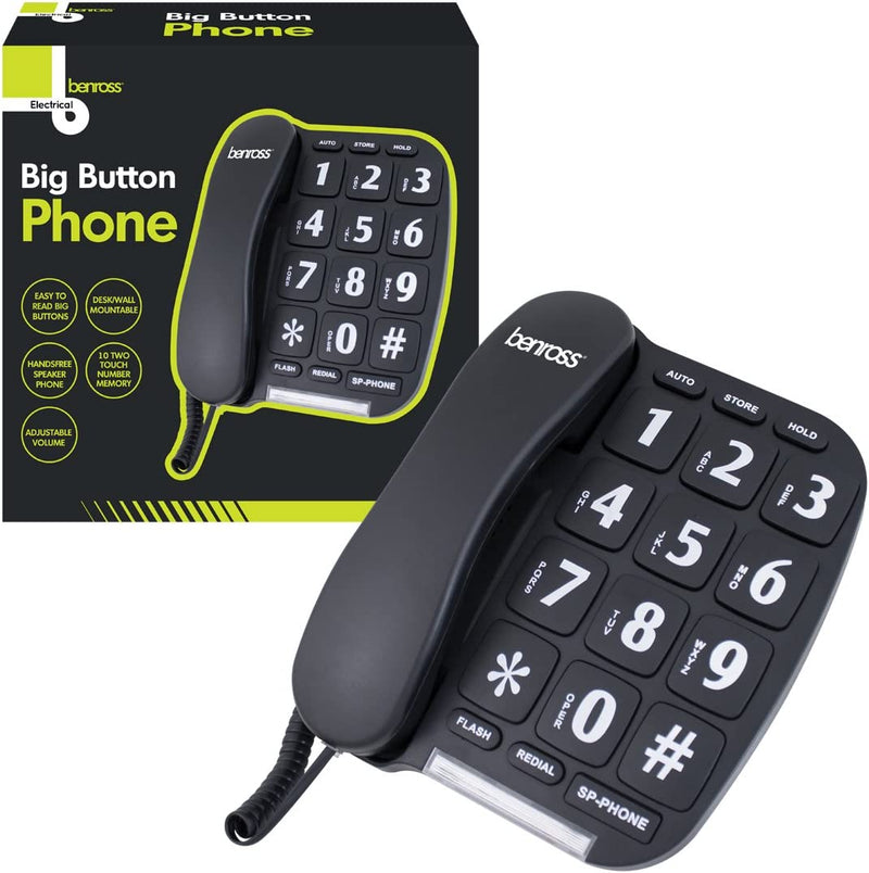 Jumbo Big Button Home Telephone - Black